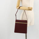 BURBERRY Nova Check Shoulder Bag Leather Bordeaux Silver Auth ep14479-20