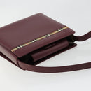 BURBERRY Nova Check Shoulder Bag Leather Bordeaux Silver Auth ep14479-6