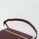 BURBERRY Nova Check Shoulder Bag Leather Bordeaux Silver Auth ep14479-8