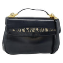 Christian Dior Trotter Canvas Hand Bag Leather 2way Navy Gold Auth ep14481-1