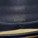 Christian Dior Trotter Canvas Hand Bag Leather 2way Navy Gold Auth ep14481-18