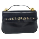 Christian Dior Trotter Canvas Hand Bag Leather 2way Navy Gold Auth ep14481-2