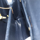 Christian Dior Trotter Canvas Hand Bag Leather 2way Navy Gold Auth ep14481-21