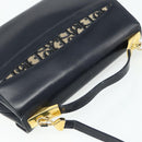 Christian Dior Trotter Canvas Hand Bag Leather 2way Navy Gold Auth ep14481-6