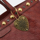 GUCCI GG Canvas Guccissima Babushka Bag Leather Red Gold 208940 Auth ep14486A-14