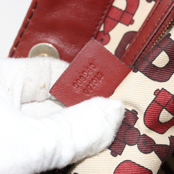 GUCCI GG Canvas Guccissima Babushka Bag Leather Red Gold 208940 Auth ep14486A