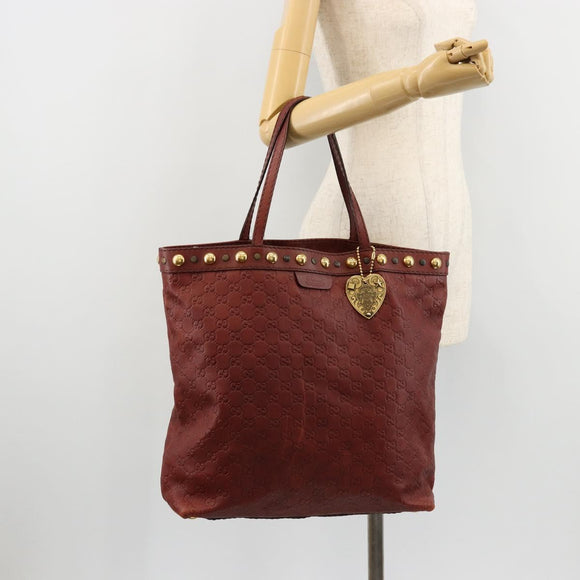 GUCCI GG Canvas Guccissima Babushka Bag Leather Red Gold 208940 Auth ep14486A
