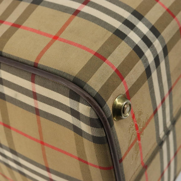 Burberrys Nova Check Boston Bag Canvas Beige Gold Auth ep14489