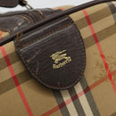 Burberrys Nova Check Boston Bag Canvas Beige Gold Auth ep14489-17