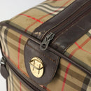 Burberrys Nova Check Boston Bag Canvas Beige Gold Auth ep14489-11