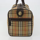 Burberrys Nova Check Boston Bag Canvas Beige Gold Auth ep14489-3