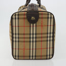 Burberrys Nova Check Boston Bag Canvas Beige Gold Auth ep14489-4