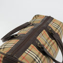 Burberrys Nova Check Boston Bag Canvas Beige Gold Auth ep14489-6