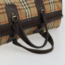 Burberrys Nova Check Boston Bag Canvas Beige Gold Auth ep14489-7
