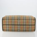 Burberrys Nova Check Boston Bag Canvas Beige Gold Auth ep14489-5