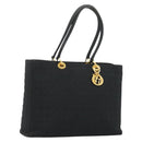 Christian Dior Canage Lady Dior Tote Bag Nylon Black Gold Auth ep14490-1