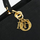 Christian Dior Canage Lady Dior Tote Bag Nylon Black Gold Auth ep14490-17