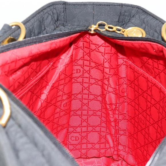 Christian Dior Canage Lady Dior Tote Bag Nylon Black Gold Auth ep14490