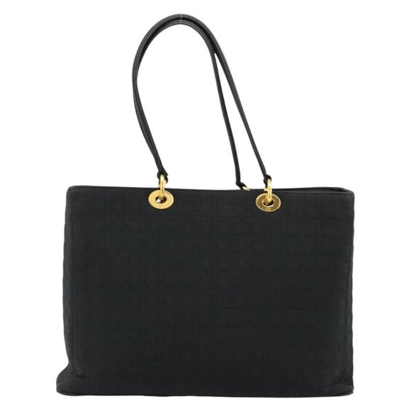 Christian Dior Canage Lady Dior Tote Bag Nylon Black Gold Auth ep14490