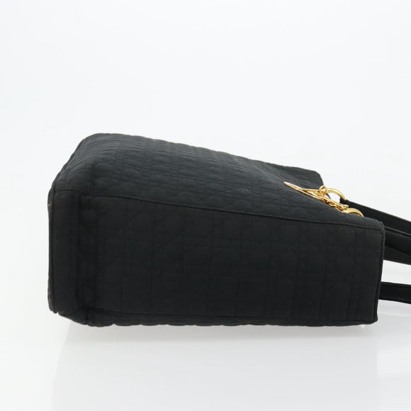 Christian Dior Canage Lady Dior Tote Bag Nylon Black Gold Auth ep14490