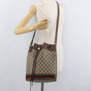 GUCCI GG Supreme Web Sherry Line Bag PVC Beige Gold 41 02 085 Auth ep14491-21