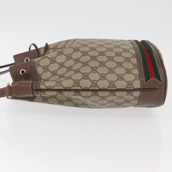 GUCCI GG Supreme Web Sherry Line Bag PVC Beige Gold 41 02 085 Auth ep14491