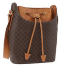CELINE Macadam Canvas Shoulder Bag PVC Leather Brown Gold Auth ep14494-1