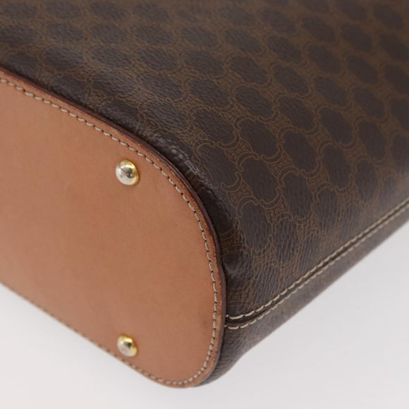 CELINE Macadam Canvas Shoulder Bag PVC Leather Brown Gold Auth ep14494