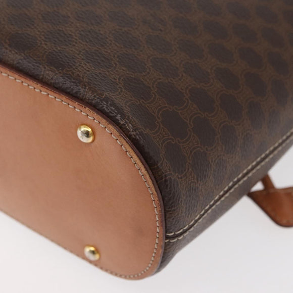 CELINE Macadam Canvas Shoulder Bag PVC Leather Brown Gold Auth ep14494