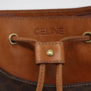 CELINE Macadam Canvas Shoulder Bag PVC Leather Brown Gold Auth ep14494-14