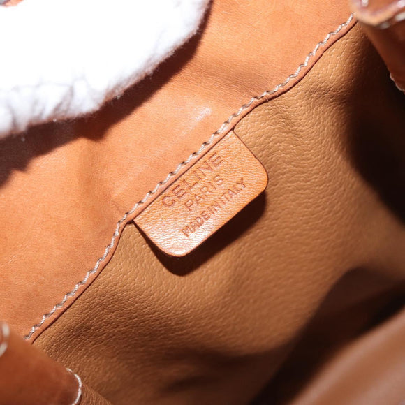 CELINE Macadam Canvas Shoulder Bag PVC Leather Brown Gold Auth ep14494