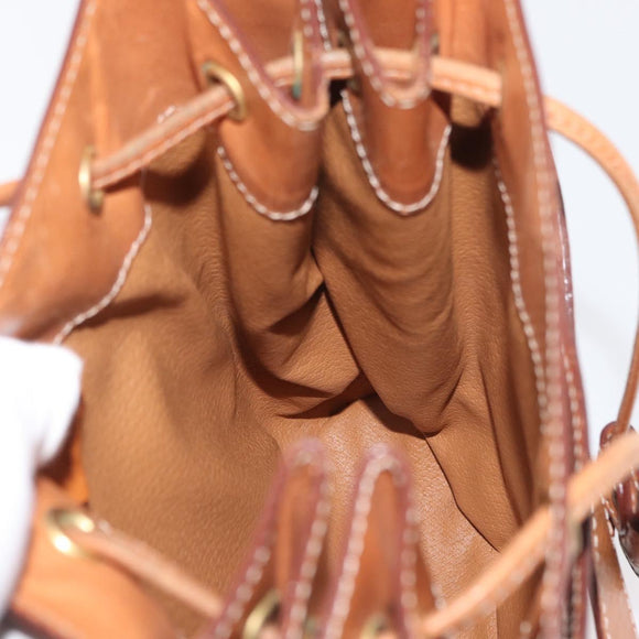 CELINE Macadam Canvas Shoulder Bag PVC Leather Brown Gold Auth ep14494