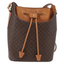 CELINE Macadam Canvas Shoulder Bag PVC Leather Brown Gold Auth ep14494-2
