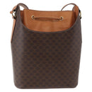 CELINE Macadam Canvas Shoulder Bag PVC Leather Brown Gold Auth ep14494-3