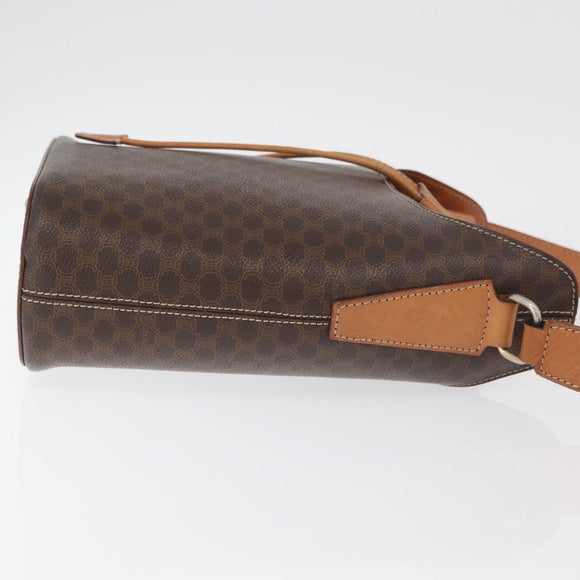 CELINE Macadam Canvas Shoulder Bag PVC Leather Brown Gold Auth ep14494