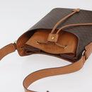 CELINE Macadam Canvas Shoulder Bag PVC Leather Brown Gold Auth ep14494-6