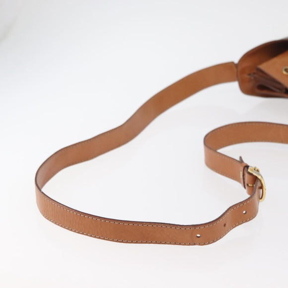 CELINE Macadam Canvas Shoulder Bag PVC Leather Brown Gold Auth ep14494