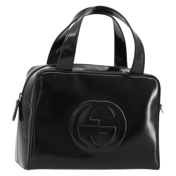 GUCCI Soho Hand Bag Patent Leather Black Silver 000 1274 0505 Auth ep14495