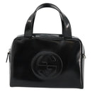 GUCCI Soho Hand Bag Patent Leather Black Silver 000 1274 0505 Auth ep14495-2