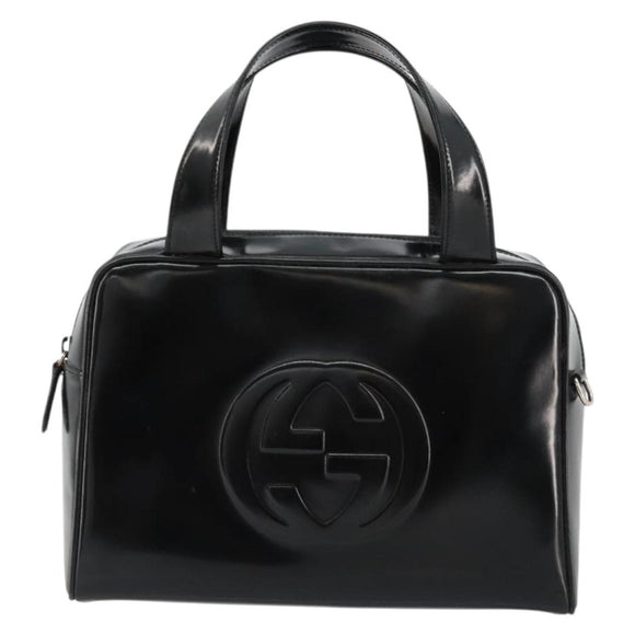 GUCCI Soho Hand Bag Patent Leather Black Silver 000 1274 0505 Auth ep14495