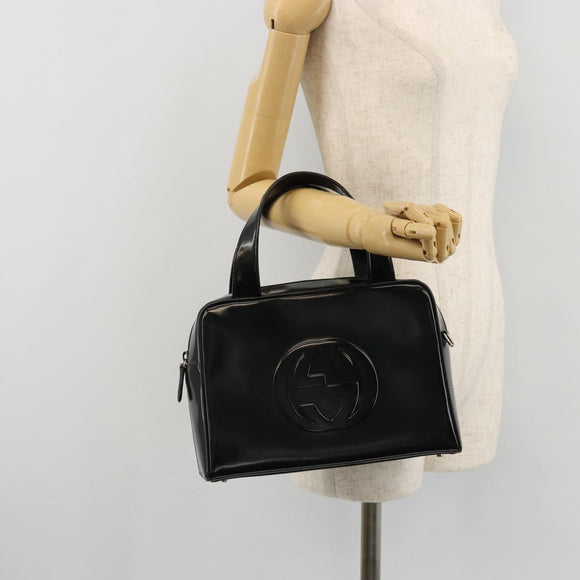 GUCCI Soho Hand Bag Patent Leather Black Silver 000 1274 0505 Auth ep14495