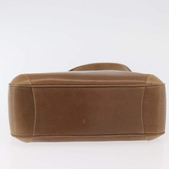 GUCCI Shoulder Bag Leather Brown Gold Auth ep14502