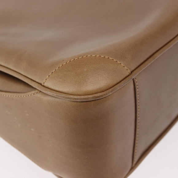 GUCCI Shoulder Bag Leather Brown Gold Auth ep14502