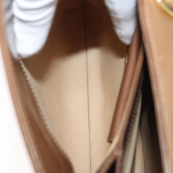GUCCI Shoulder Bag Leather Brown Gold Auth ep14502