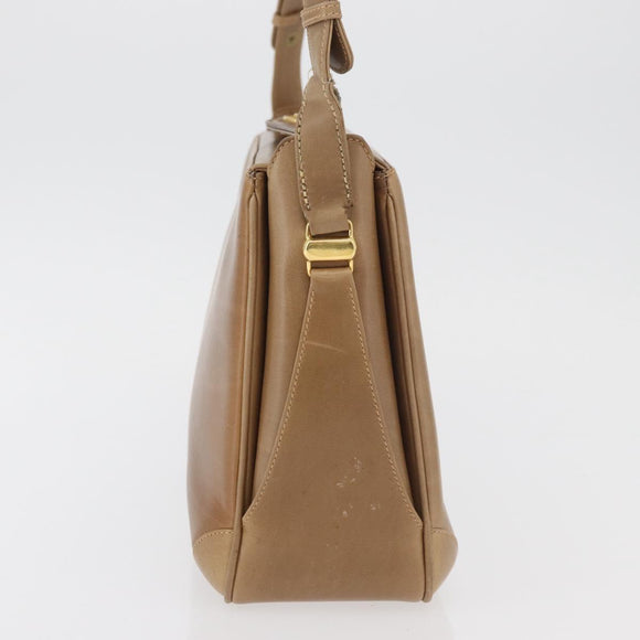 GUCCI Shoulder Bag Leather Brown Gold Auth ep14502