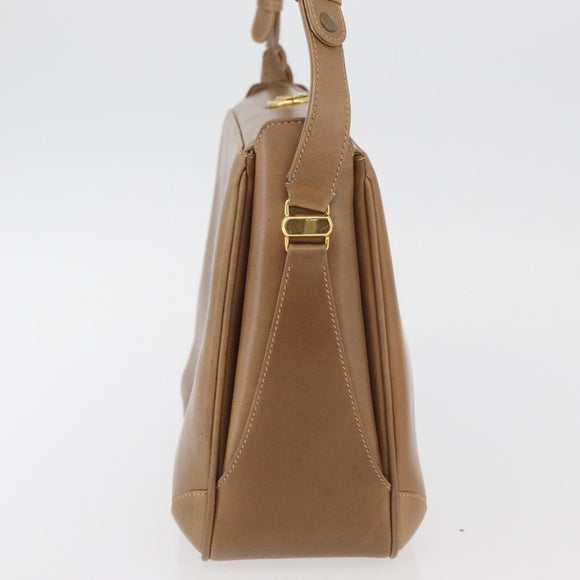 GUCCI Shoulder Bag Leather Brown Gold Auth ep14502