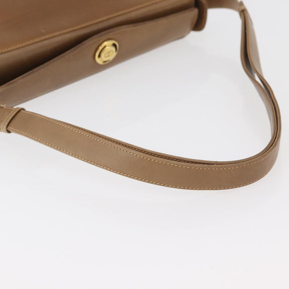 GUCCI Shoulder Bag Leather Brown Gold Auth ep14502
