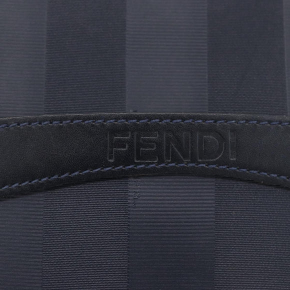 FENDI Pecan Canvas Shoulder Bag PVC Navy Gold Auth ep14503
