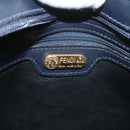 FENDI Pecan Canvas Shoulder Bag PVC Navy Gold Auth ep14503-16