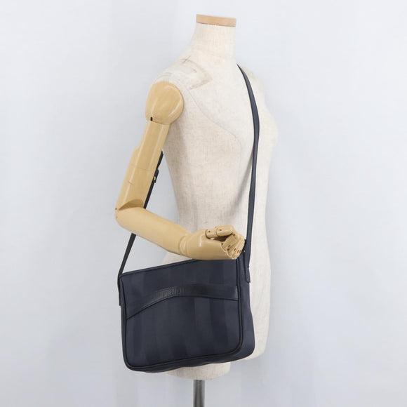 FENDI Pecan Canvas Shoulder Bag PVC Navy Gold Auth ep14503